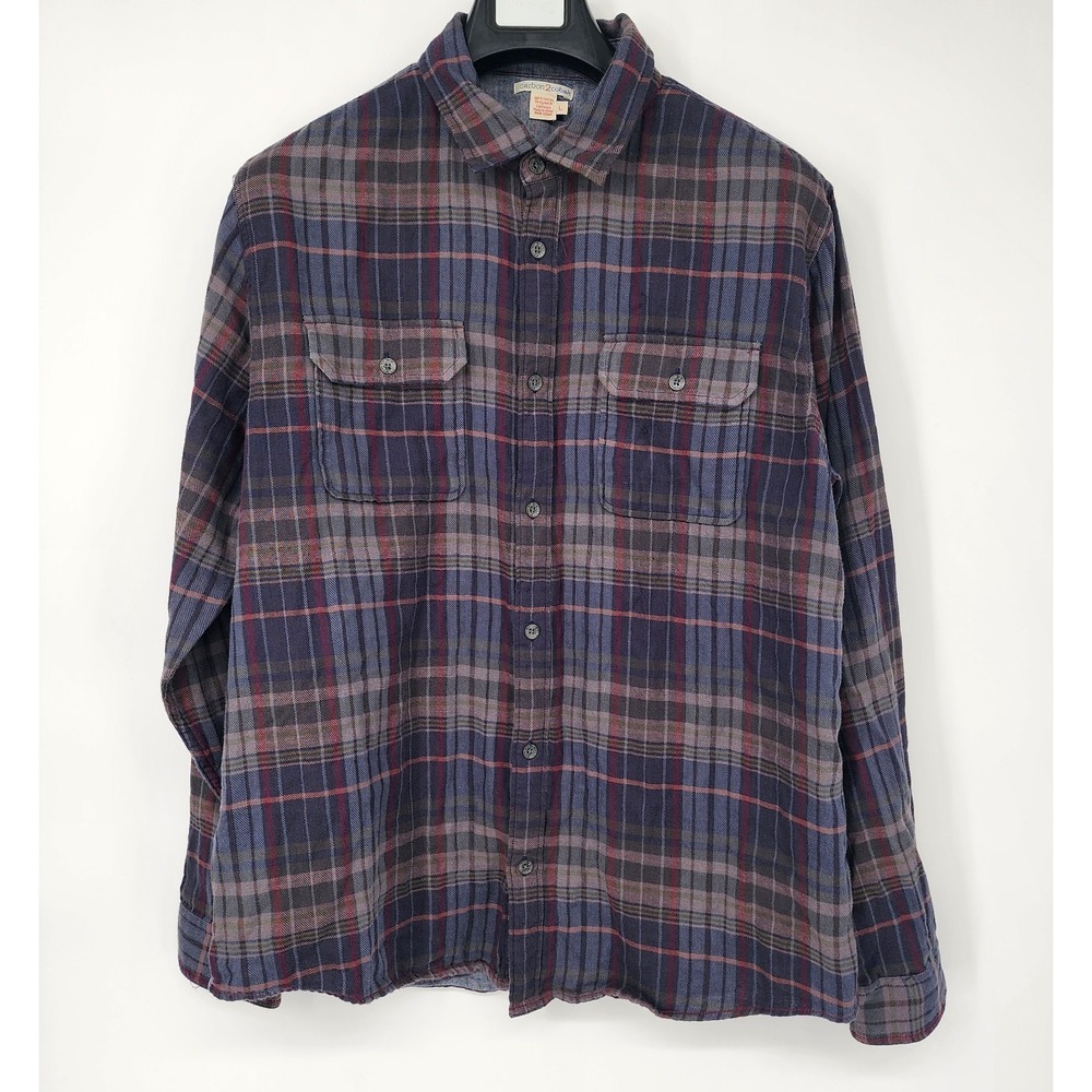 Carbon 2 Cobalt Flannel Shirt Long Sleeve Mens Large Multicolor Plaid Cotton EUC - Picture 2 of 8